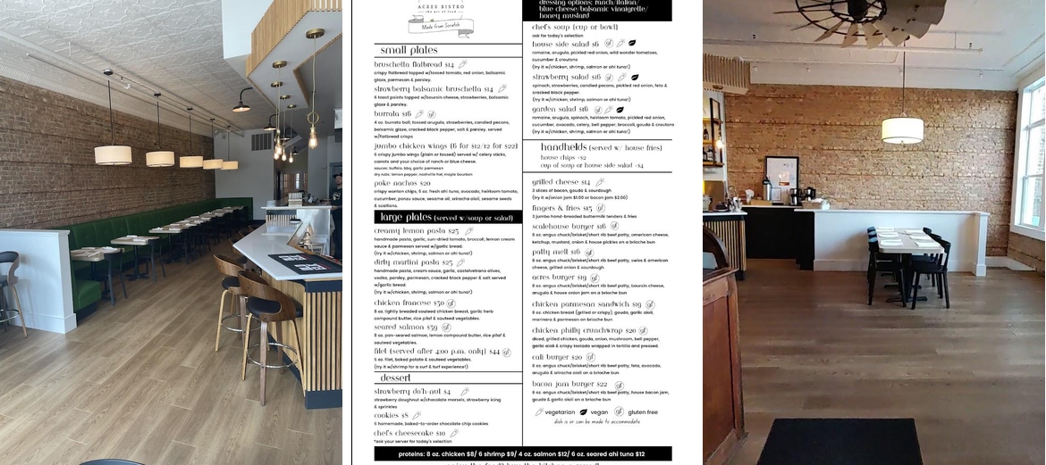Acres Bistro Menu