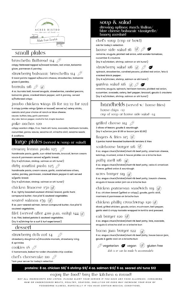 Acres Bistro Menu image 1