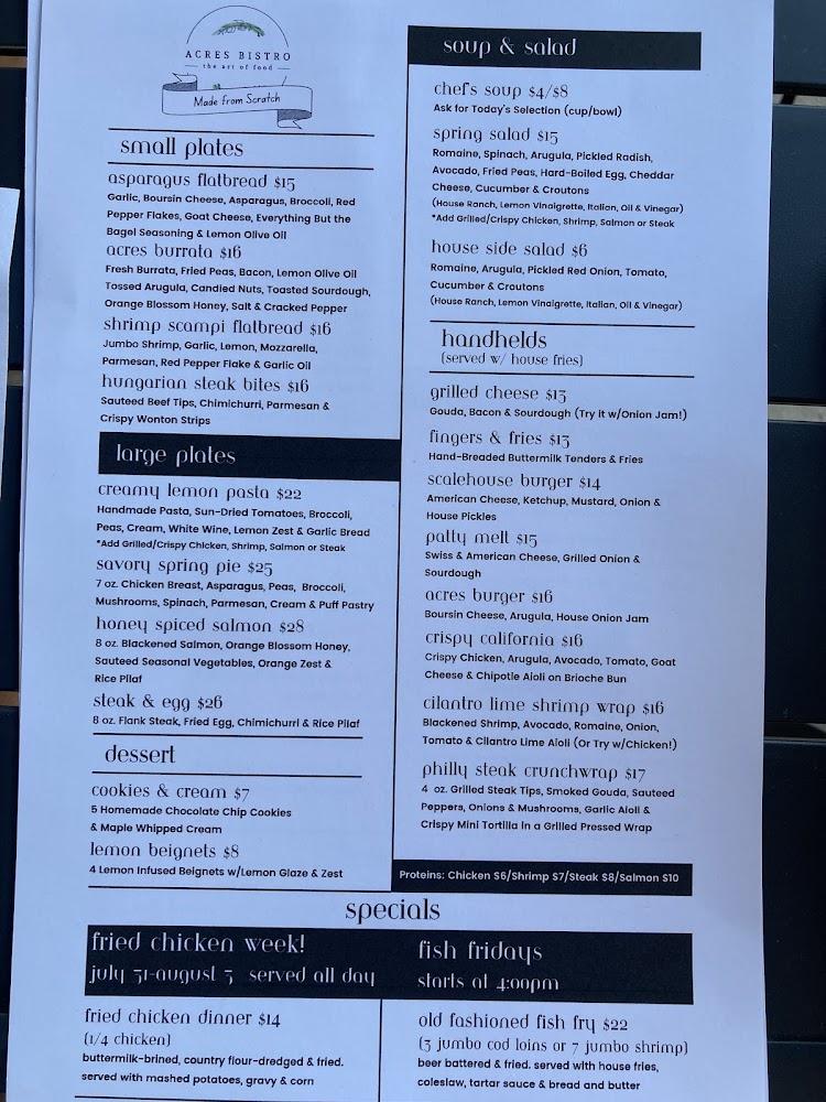Acres Bistro Menu image 3